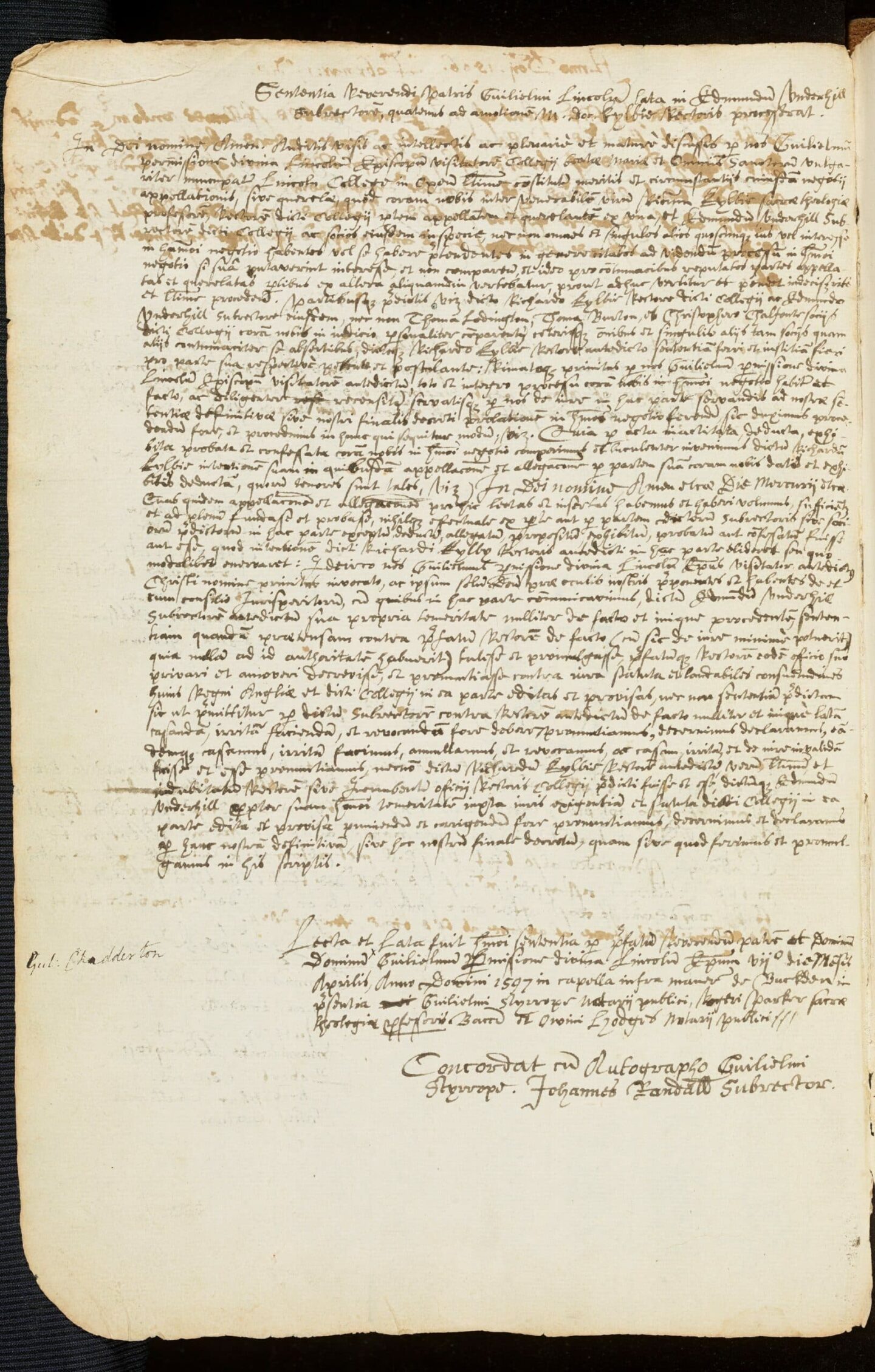 An old page full of very small handwritten text