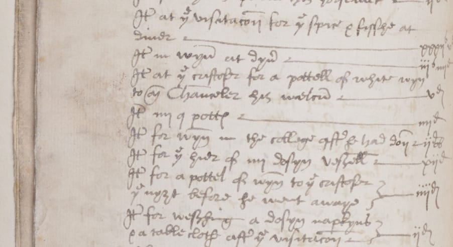 An excerpt of a handwritten letter, depicting a list of some kind